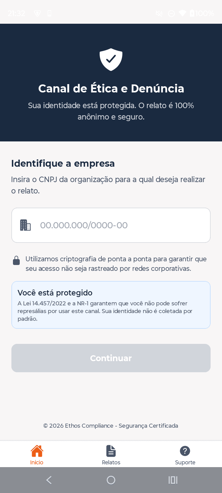 Identifique a empresa pelo CNPJ